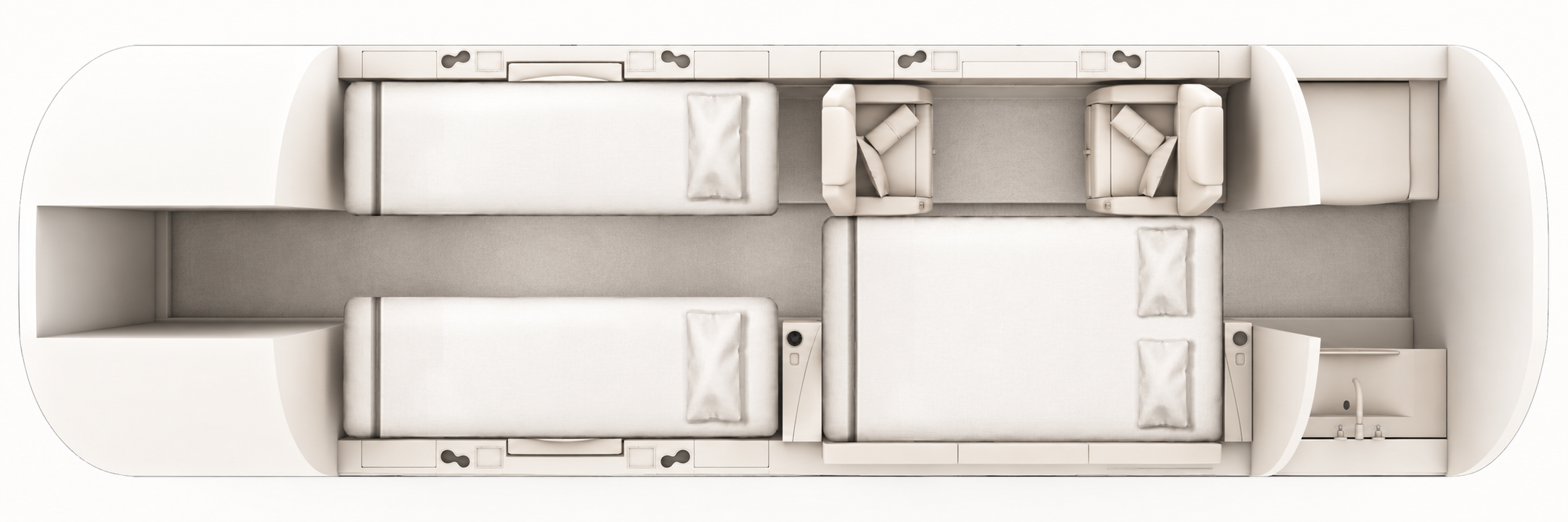Bombardier Challenger 3500 approved sleeping configuration, overhead cabin layout