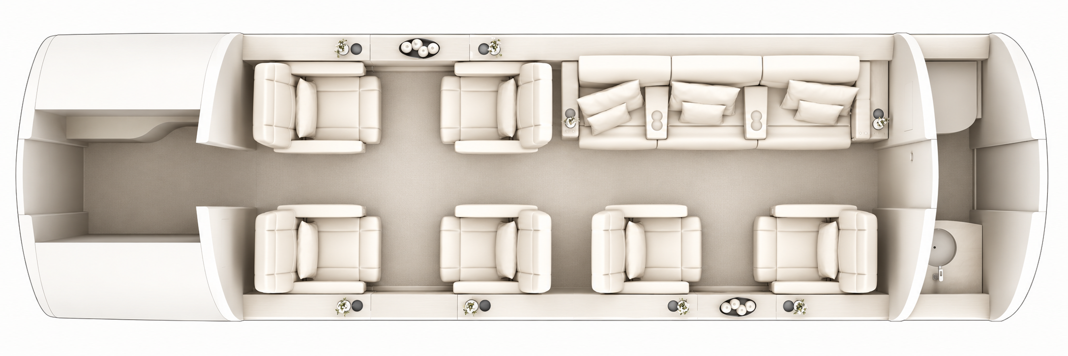Bombardier Challenger 650 approved seating configuration, overhead cabin layout