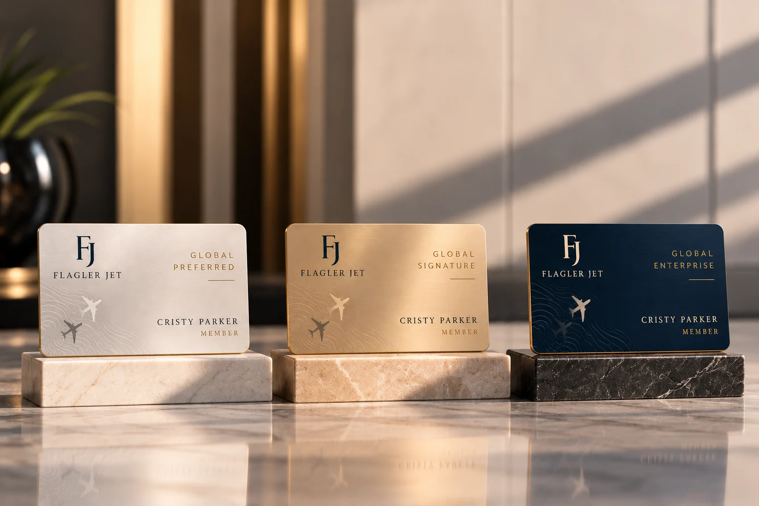 Flagler Jet Global Preferred, Global Signature, and Global Enterprise membership cards