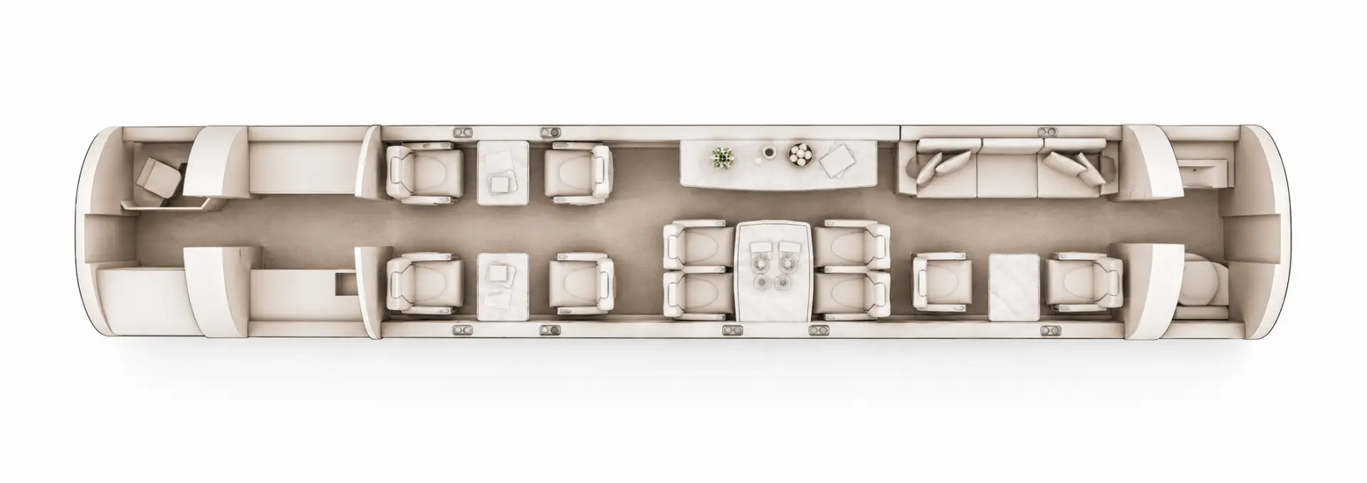 Bombardier Global 5500 approved seating configuration, overhead cabin layout