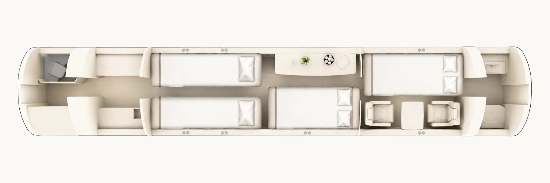 Bombardier Global 5500 approved sleeping configuration, overhead cabin layout