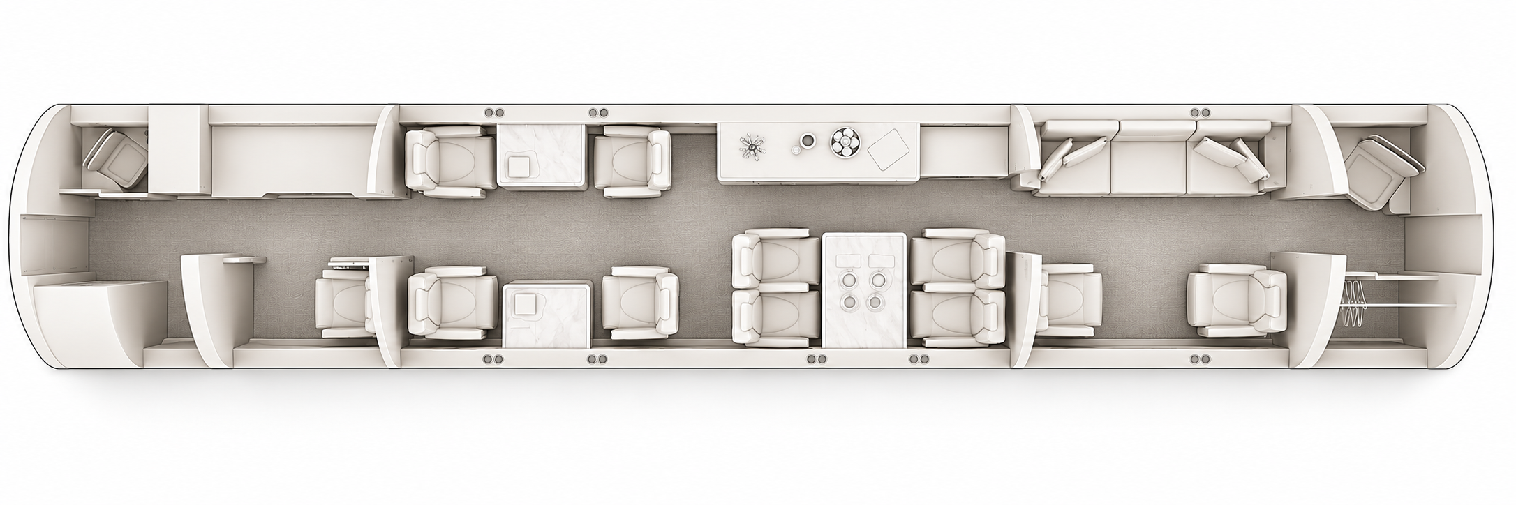 Bombardier Global 6500 approved seating configuration, overhead cabin layout
