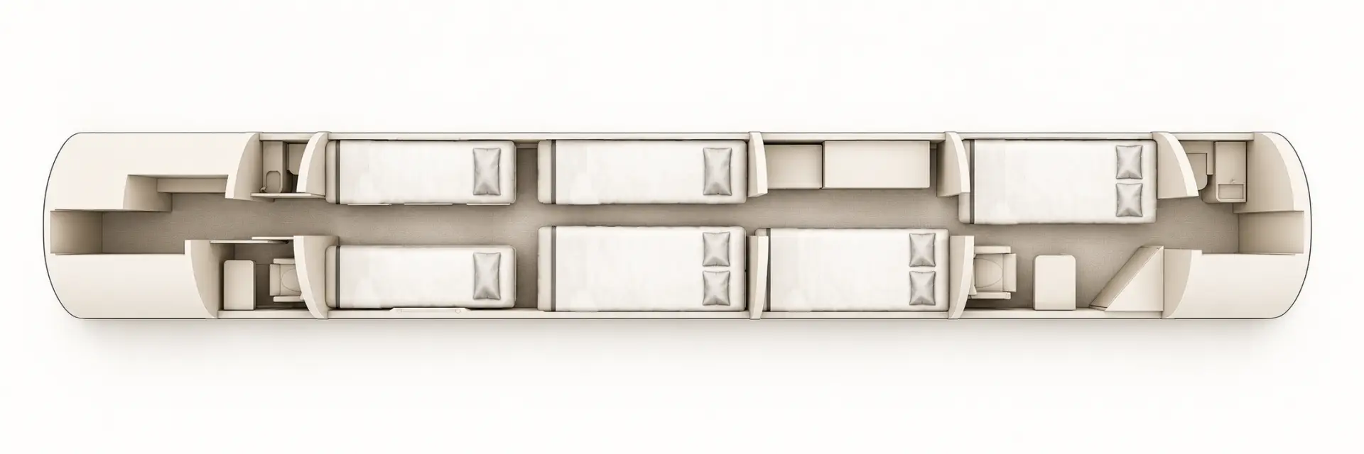 Bombardier Global 7500 approved sleeping configuration, overhead cabin layout