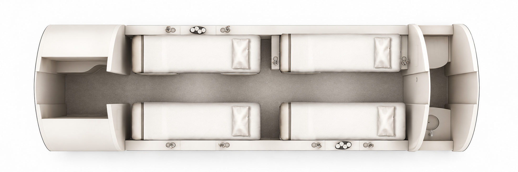 Falcon 50 approved four-berth sleeping configuration, overhead cabin layout